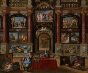 Interior with Figures in a Picture Gallery by Gonzales Coques