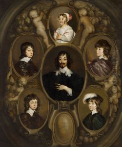 Portrait of Constantijn Huygens (1596-1687) and his Five Children by Adriaen Hanneman