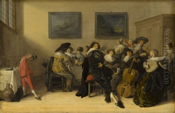 Merry Company Dining and Making Music - view 1