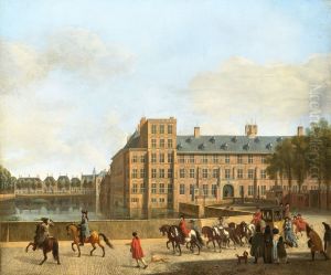 A Hunting Party near the Hofvijver in The Hague, Seen from the Buitenhof by Gerrit Adriaenszoon Berckheyde