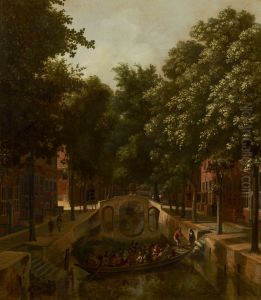 View of a Dutch Canal, possibly the Oude Gracht in Haarlem by Job Adriaenszoon Berckheyde