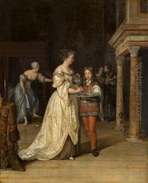 Interior with a Woman Washing her Hands - view 1