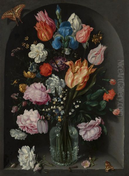 Flowers in a Glass Flask - view 1