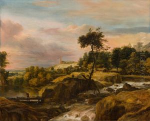 Mountainous Landscape with Waterfall