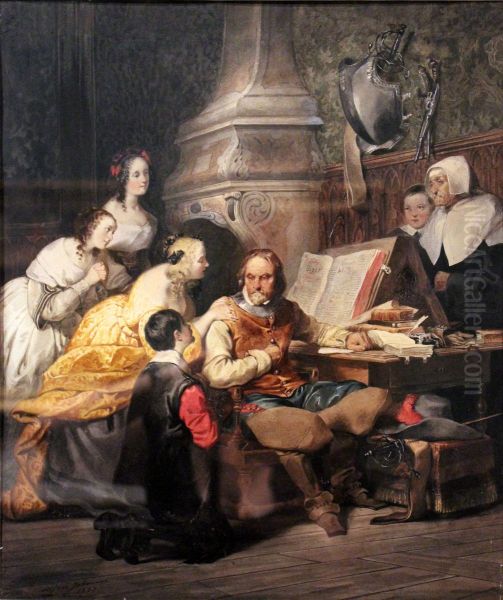 La Famille de Cromwell le suppliant de ne pas signer la condamnation de Charles Ier. - view 1