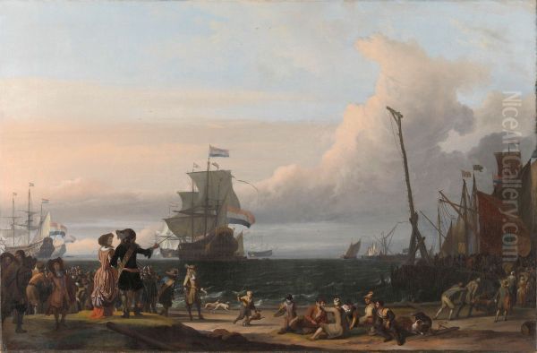 Dutch Ships in the Roads of Texel; in the middle the 'Gouden Leeuw', the Flagship of Cornelis Tromp - view 1
