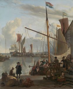 The Y at Amsterdam, seen from the Mosselsteiger (mussel pier) by Ludolf Bakhuizen