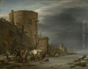 The City Wall of Haarlem in the Winter by Nicolaes Pieterszoon Berchem