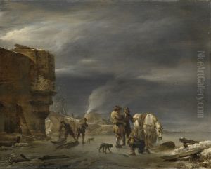 On the Ice near a Town by Nicolaes Pieterszoon Berchem