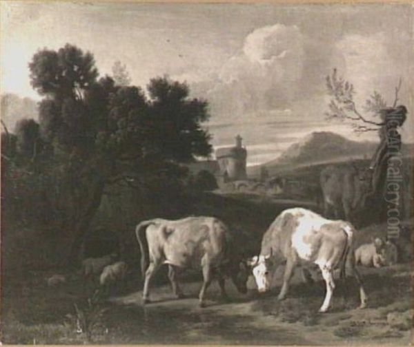 Landscape with Fighting Bulls - view 1
