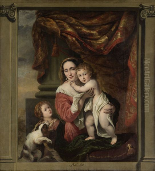 Joanna de Geer (1629-1691) with her Children Cecilia Trip (1660-1728) and Laurens Trip (b. 1662) - view 1