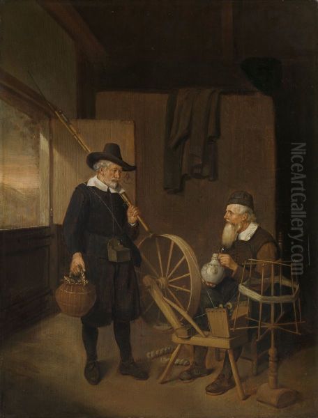 Interior with Fisherman and Man beside a Bobbin and Spool - view 1