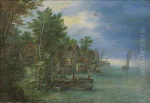 View of a Village along a River by Jan Brughel
