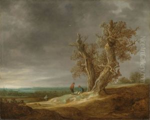 Landschap met twee eiken by Jan van Goyen