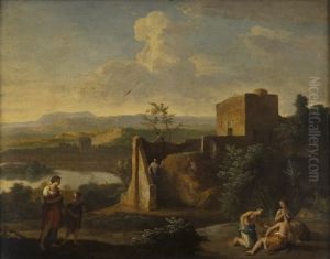 Idyllic Landscape with Watch-tower by Gerard Hoet