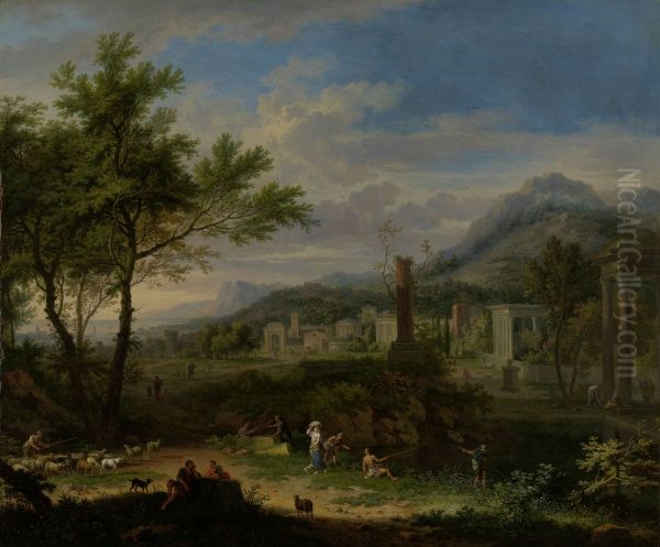 Arcadian Landscape with Fishermen - view 1