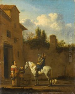Drinkende trompetter te paard Drinkende trompetter te paard