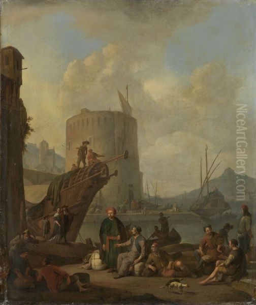 Italiaanse haven met vestingtoren - view 1