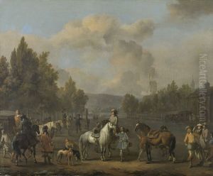 De rijschool by Johannes Lingelbach