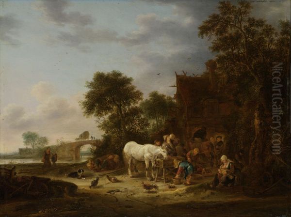 Boerenherberg met paard aan de trog - view 1