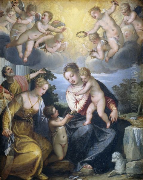 Maria met kind, de kleine Johannes en de heilige Catharina - view 1