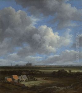Gezicht op Haarlem uit het noordwesten, met de blekerijen op de voorgrond by Jacob Van Ruisdael