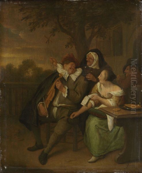 Man met een viool in slecht gezelschap - view 1