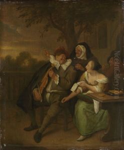 Man met een viool in slecht gezelschap