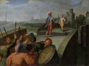 De vredesonderhandelingen tussen Claudius Civilis en de Romeinse aanvoerder Cerealis by Otto van Veen