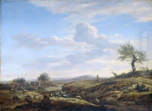 Hilly Landscape with a High Road by Adriaen Van De Velde