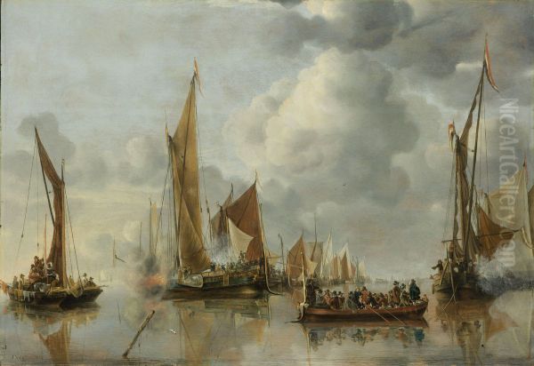 The Home Fleet Saluting the State Barge - view 1