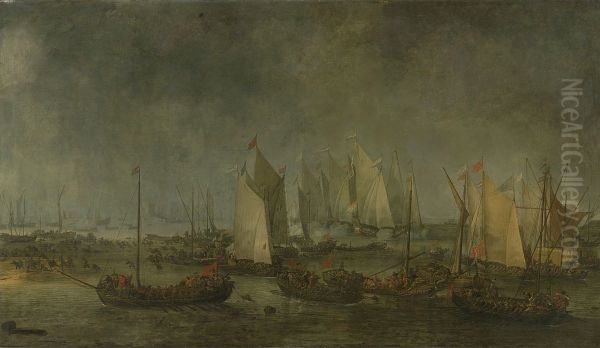 De slag op het Slaak tussen de Nederlandse en Spaanse vloten in de nacht van 12 op 13 september 1631 - view 1
