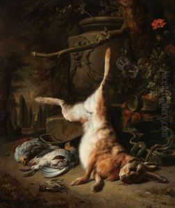 Stilleven met haas en andere jachtbuit by Jan Weenix