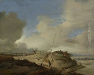 Landschap met seinpaal