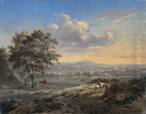 Hilly Landscape with a Rider on a Country Road by Jan Wijnants