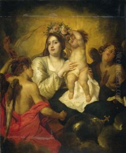 The Virgin Crowned by the Infant Christ by Thomas Willeboirts Bosschaert