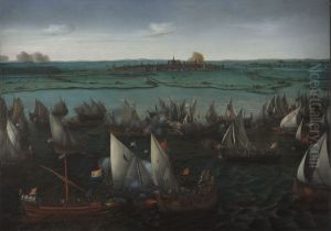 Battle between Dutch and Spanish Ships on the Haarlemmermeer by Hendrick Cornelisz Vroom