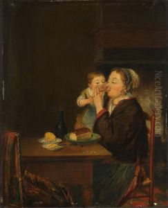 Een moeder met haar kind by Louis Bernard Coclers