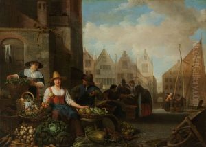 De groentemarkt by Hendrik Martenszoon Sorgh