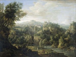 Gezicht op Tivoli by Isaac de Moucheron