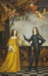 Portret van Willem II (1626-50), prins van Oranje, en zijn echtgenote Maria Stuart (1631-60) by Gerard van Honthorst