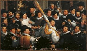 Banquet of members of the Haarlem Calivermen Civic Guard, 1583 by Cornelis van Haarlem