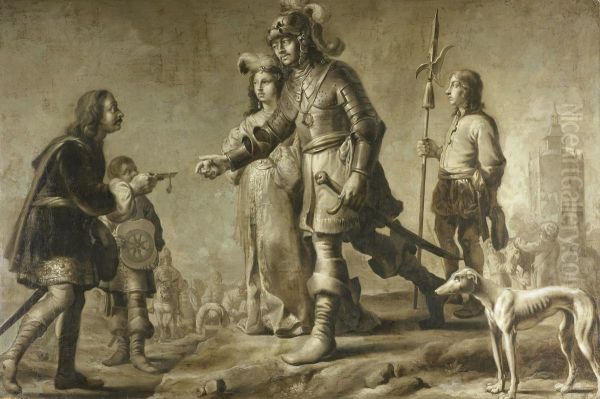 Boudewijn van Heusden (?-870) en zijn echtgenote Sophia, ontvangen eerbewijzen van de gezant van koning Edmund - view 1