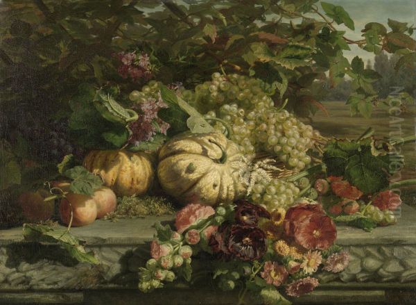 Stilleven met bloemen en vruchten - view 1