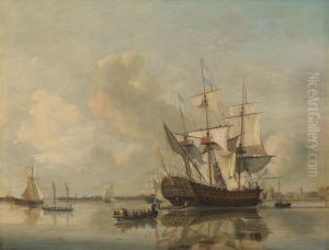's Lands fregat 'Rotterdam' op de Maas voor Rotterdam