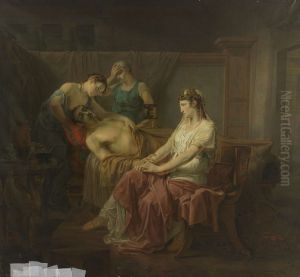 De dodelijk gewonde Marcus Antonius bij Cleopatra by Louis Moritz