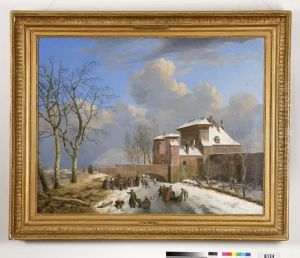De Sassche poort te Gent bij winter by Pieter-Frans De Noter