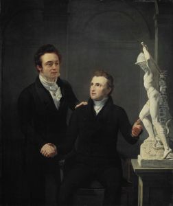 Louis Royer (1787-1868), beeldhouwer en Albertus Bernardus Roothaan (1793-1847), makelaar in effecten, kunstvriend en bevorderaar der wetenschappen by Jan Willem Pieneman