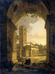 De kerk van San Giorgio in Velabro te Rome by Antonie Sminck Pitloo