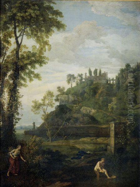 Arcadisch landschap met Salmacis en Hermaphroditus - view 1